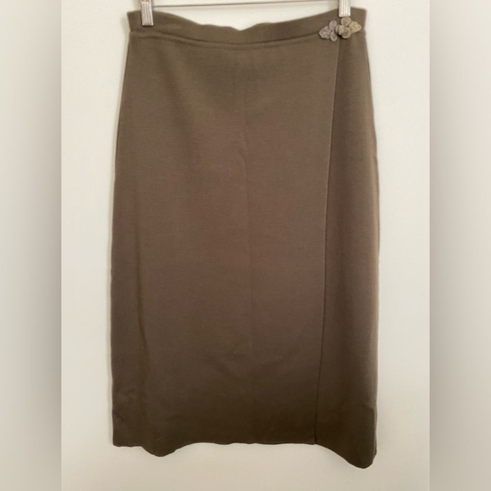 Olsen khaki knit column skirt